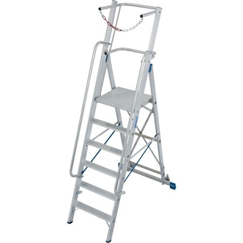 KRAUSE, Alu-Stufen-Stehleiter, mit grosser Standplattform, mit Sicherheitsbügel und Kette, 6 Stufen