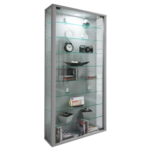 VCM Wandvitrine Vitrosa Maxi, inkl. LED-Beleuchtung, silber