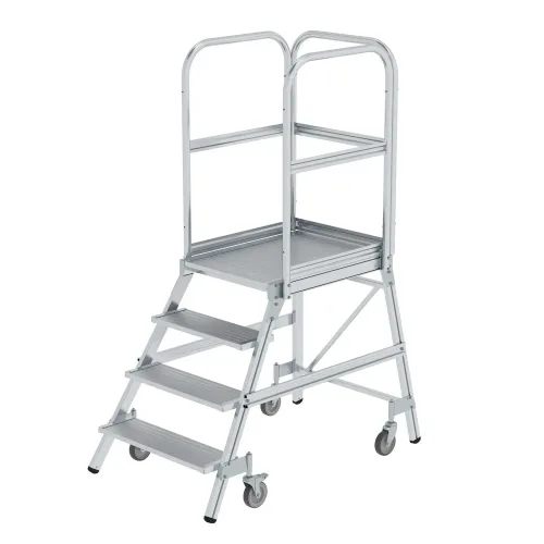 MUNK Günzburger Steigtechnik, MUNK Günzburger Steigtechnik 50104 Aluminium Podestleiter Arbeitshöhe (max.): 3 m Silber 32 kg