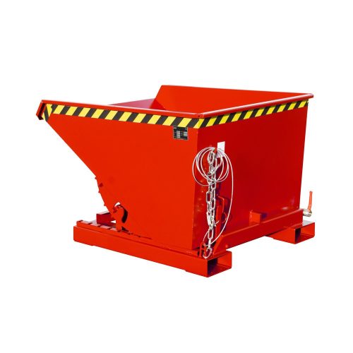 Bauer® Mini-Spänebehälter mit Abrollmechanik, niedrige Bauhöhe, lackiert, Volumen 0,6 m³, RAL 3000 feuerrot