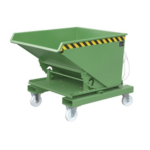 Bauer, Kippbehälter Typ 3S 600, Tragfähigkeit 1000 kg, mit 3-seitiger Kippfunktion, grün RAL 6011
