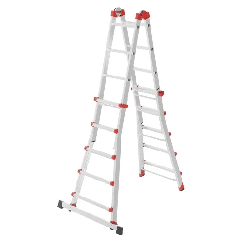 Hailo, Hailo M80 7520007 Aluminium Multifunktionsleiter Arbeitshöhe (max.): 5.70 m Silber, Rot 15.2 kg