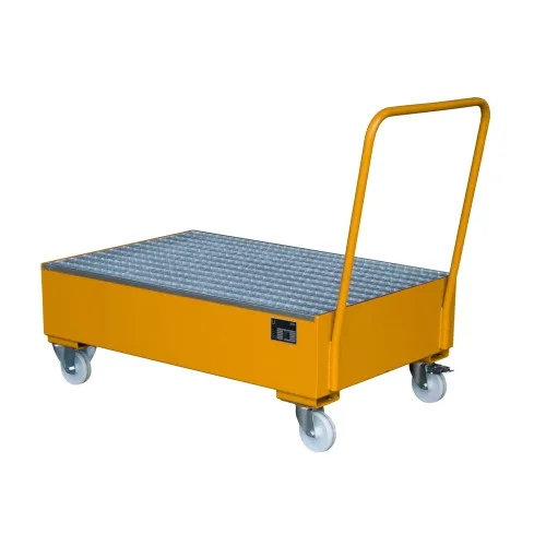 Bauer, Stahl-Auffangwanne mit Rollen+Griff, 1200 x 800 mm, orange RAL 2000