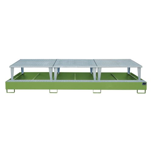 Bauer® Auffangwanne aus Stahl für 3x KTC/IBC, inkl. Abfüllaufsatz, resedagrün