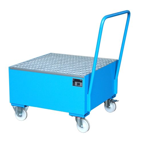 Bauer® Auffangwanne aus Stahl, verfahrbar, 1x 200 l stehend, Auffangvolumen 203 l, lichtblau