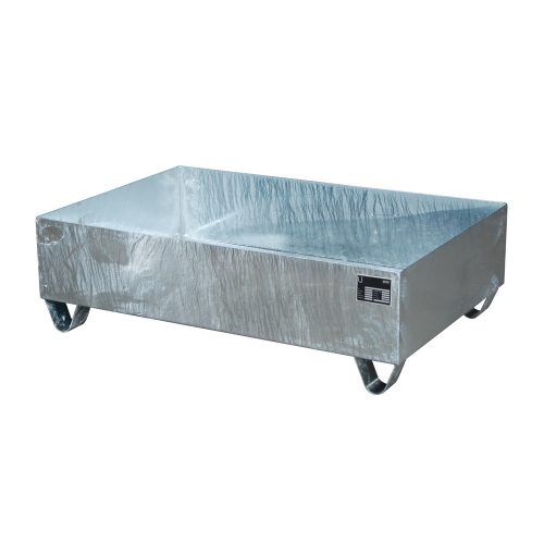 Bauer® Auffangwanne aus Stahl, Unterfahrhöhe 100 mm, HxBxT 360 x 1.200 x 800 mm, ohne Gitterrost, 2x 200 l, feuerverzinkt