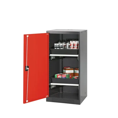 asecos®, Chemikalienschrank, Flügeltür, 2 Auszugswannen, 545x520x1105 mm, verkehrsrot