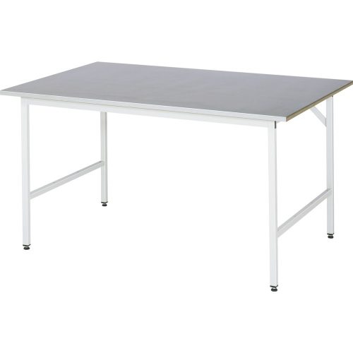 RAU höhenverstellbarer Werktisch Serie JERRY, HxBxT 800-850 x 1.500 x 1.000 mm, Arbeitsplatte Stahlblech-Belag