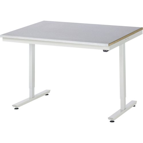 RAU elektrisch höhenverstellbarer Werktisch Serie adlatus 150, HxBxT 720-1.120 x 1.250 x 1.000 mm, Arbeitsplatte Edelstahlblech-Belag