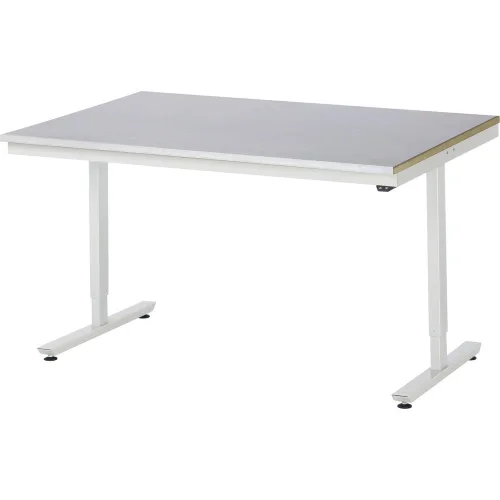 RAU elektrisch höhenverstellbarer Werktisch Serie adlatus 150, HxBxT 720-1.120 x 1.500 x 1.000 mm, Arbeitsplatte Edelstahlblech-Belag