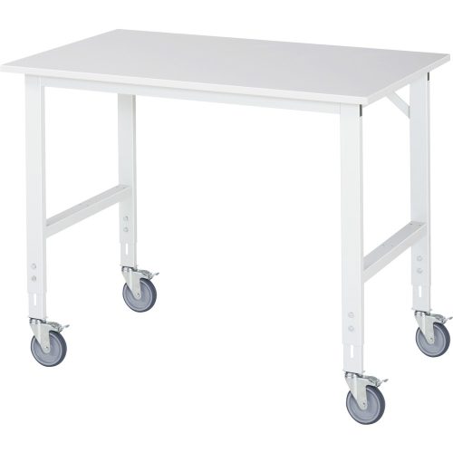 RAU, Fahrbarer Arbeitstisch, Gestell 60 x 30 mm, Platten-BxT 1250 x 800 mm, Melaminplatte RAU