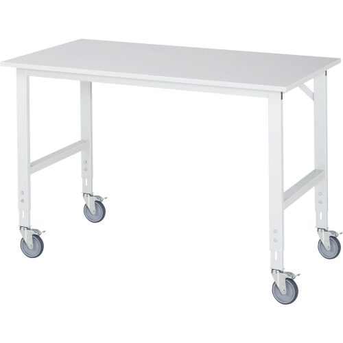 RAU, Fahrbarer Arbeitstisch, Gestell 60 x 30 mm, Platten-BxT 1500 x 800 mm, Melaminplatte RAU
