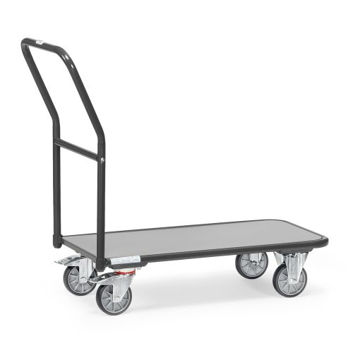 FETRA, Magazinwagen, mit Holzplattform, L 850 x B 450 mm, bis 250 kg, Stahlrohr, grau