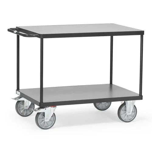 fetra® Schwerer Tisch- und Montagewagen, 2 Etagen à 700 x 1.000 mm, anthrazitgrau