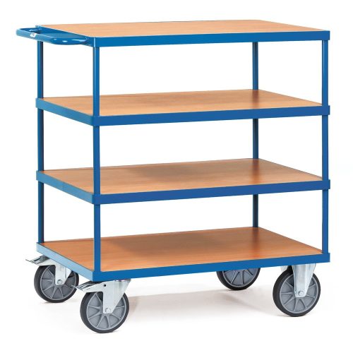 FETRA, fetra schwerer Tischwagen, Stahl, blau, 4 Etagen, L 1074 x B 509 x H 1179 mm, bis 500 kg