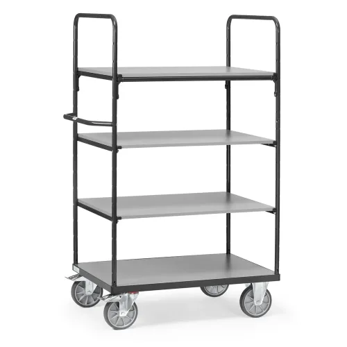 FETRA, fetra® Etagenwagen mit Holzböden, 4 Etagen à 1.000 x 600 mm, Höhe 1.800 mm, anthrazitgrau