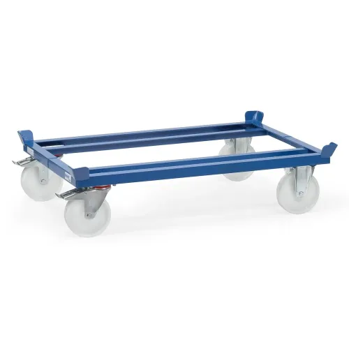 FETRA, Paletten-Fahrgestell, Stahl, bis 1050 kg, blau,  Polyamid-Bereifung, mit Feststeller