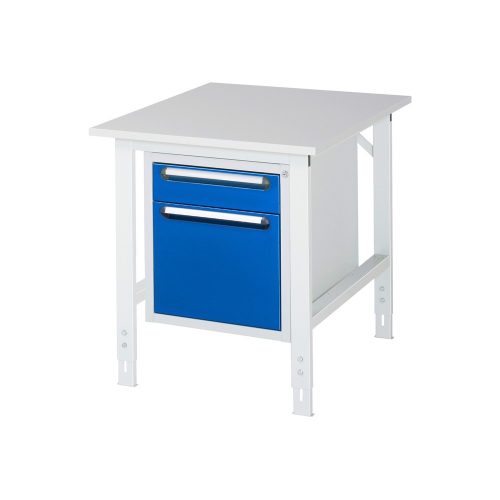 RAU höhenverstellbarer Werktisch Serie TOM, HxBxT 760-1.080 x 750 x 1.000 mm, 2 Schubladen, Arbeitsplatte Melamin-Belag