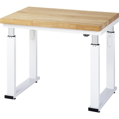 RAU, RAU elektrisch höhenverstellbare Werkbank Serie adlatus 600, HxBxT 740-1.140 x 1.000 x 700 mm, Arbeitsplatte Buche