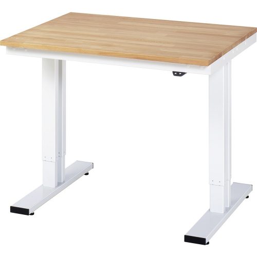 RAU elektrisch höhenverstellbarer Werktisch Serie adlatus 300, HxBxT 720-1.120 x 1.000 x 800 mm, Arbeitsplatte Buche