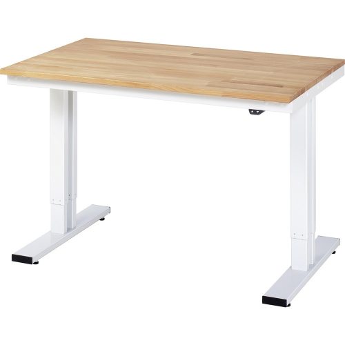 RAU elektrisch höhenverstellbarer Werktisch Serie adlatus 300, HxBxT 720-1.120 x 1.250 x 800 mm, Arbeitsplatte Buchet