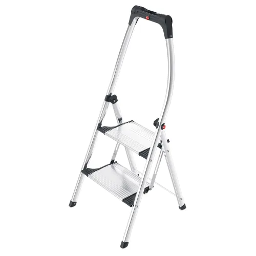 Hailo, Hailo Klapptrittleiter Living Step Silber, Schwarz 2 Stufen 119 cm