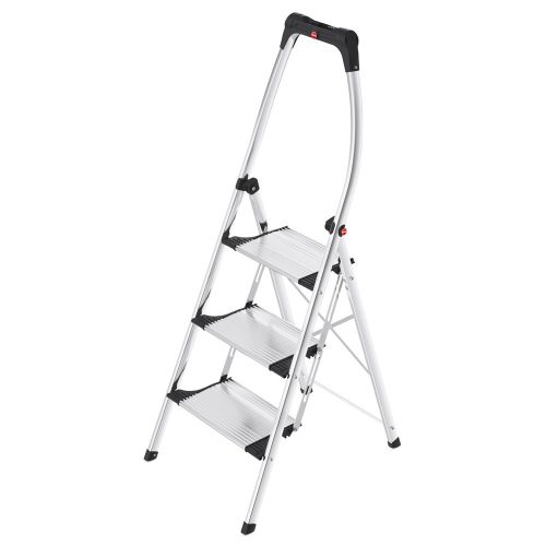 Hailo, Hailo Klapptrittleiter Living Step Silber, Schwarz 3 Stufen