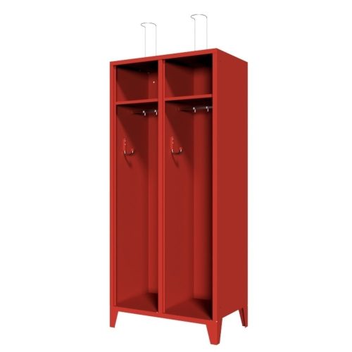 PAVOY Feuerwehrschrank mit Edelstahl-Helmhalter, Füsse, 2tlg., AB 400, offenes Ablagefach