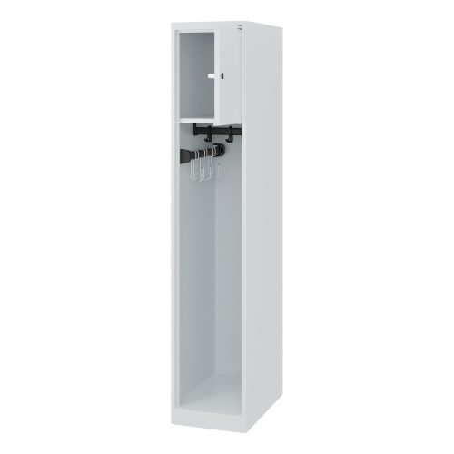 C + P, Feuerwehrspind C+P Evolo Youngster, 1 Abteil, ohne Helmhalter, Bodengleiter, B 300 x T 500 x H 1530 mm, RAL 7035 Lichtgrau