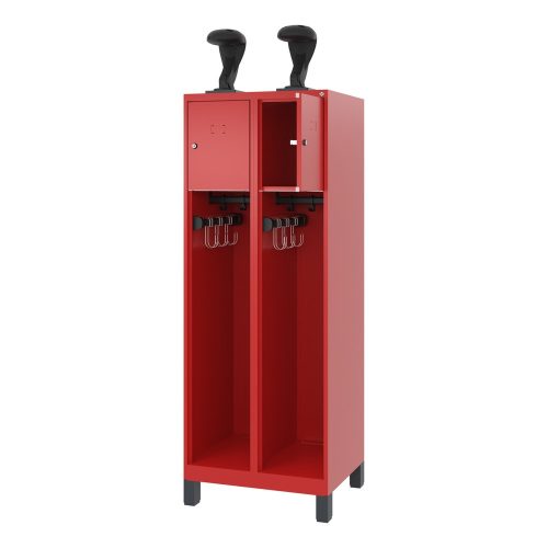 C + P, C+P Feuerwehrspind Evolo, Modell YOUNGSTER, 2 Abteile, H 1630 x B 600 x T 500 mm, Füsse, feuerrot RAL 3000