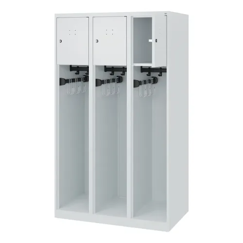 C+P Feuerwehrspind YOUNGSTER, Bodengleiter, 3 Abteile, HxBxT 1.530 x 900 x 500 mm, lichtgrau