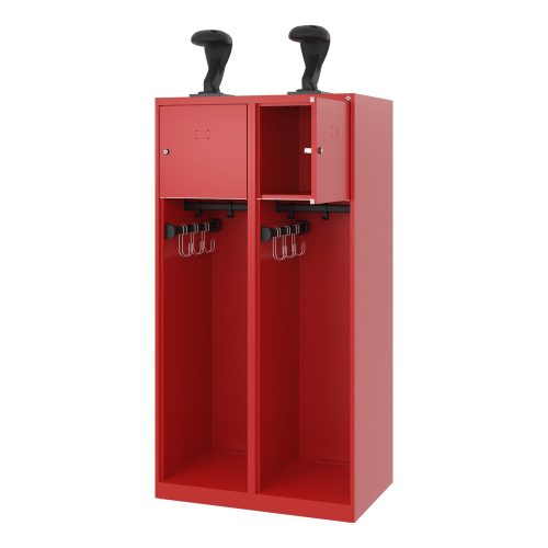 C+P Feuerwehrspind YOUNGSTER, Bodengleiter, 2 Abteile, HxBxT 1.530 x 800 x 500 mm, feuerrot, mit Helmhalter