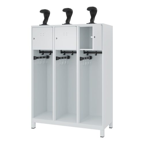 C + P, C+P Feuerwehrspind Evolo, Modell YOUNGSTER, 3 Abteile, H 1630 x B 1200 x T 500 mm, Füsse, lichtgrau RAL 7035