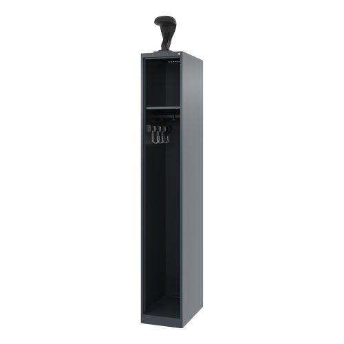 C+P Feuerwehrspind EXPERT, Bodengleiter, 1 Abteil, HxBxT 1.850 x 300 x 500 mm, anthrazitgrau, mit Helmhalter