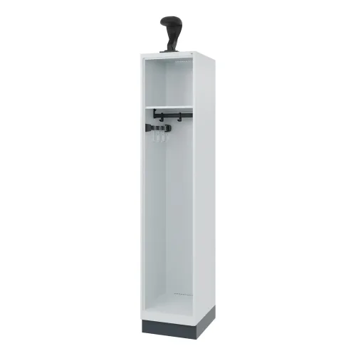 C+P Feuerwehrspind EXPERT, Sockel, 1 Abteil, HxBxT 1.850 x 400 x 500 mm, lichtgrau, mit Helmhalter