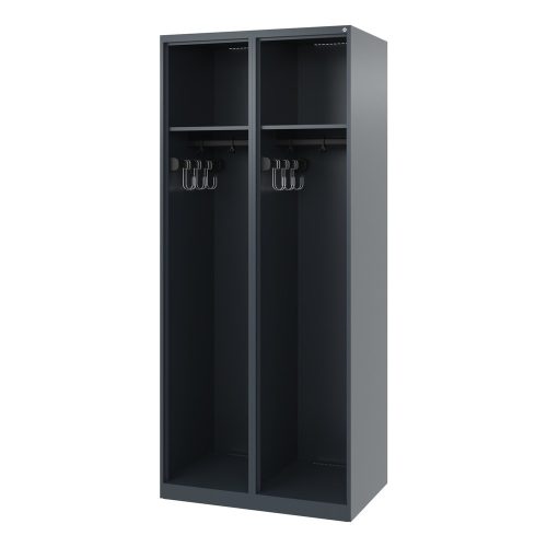 C + P, C+P Feuerwehrspind Evolo, Modell EXPERT, 2 Abteile, B 800 x T 500 x H 1850 mm, Bodengleiter, anthrazitgrau RAL 7016