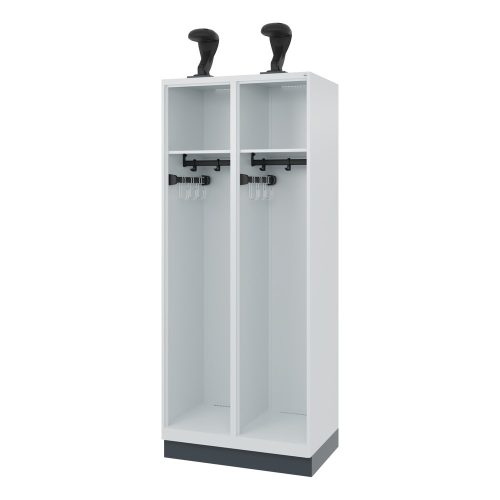 C+P, C+P Feuerwehrspind EXPERT, Sockel, 2 Abteile, HxBxT 1.850 x 800 x 500 mm, lichtgrau, mit Helmhalter