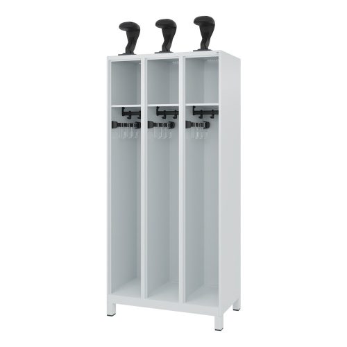 C + P, Feuerwehrspind C+P Evolo EXPERT, 3 Abteile, B 900 x T 500 x H 1850 mm, RAL 7035 Lichtgrau/RAL 7035 Lichtgrau