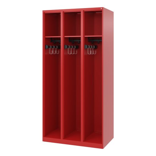 C + P, C+P Feuerwehrspind Evolo, Modell EXPERT, 3 Abteile, B 900 x T 500 x H 1850 mm, Bodengleiter, feuerrot RAL 3000