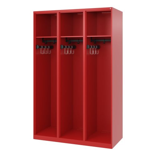 C + P, C+P Feuerwehrspind Evolo, Modell EXPERT, 3 Abteile, B 1200 x T 500 x H 1850 mm, Bodengleiter, feuerrot RAL 3000