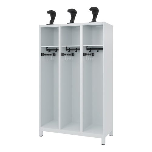 C + P, Feuerwehrspind C+P Evolo EXPERT, 3 Abteile, B 1200 x T 500 x H 1850 mm, RAL 7035 Lichtgrau/RAL 7035 Lichtgrau