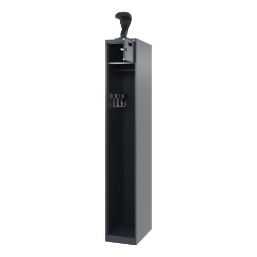 C + P, Feuerwehrspind C+P Evolo PRAKTUS, 1 Abteil, Helmhalter, mit Sockel, Bodengleiter, B 300 x T 500 x H 1850 mm, RAL 7016 Anthrazitgrau
