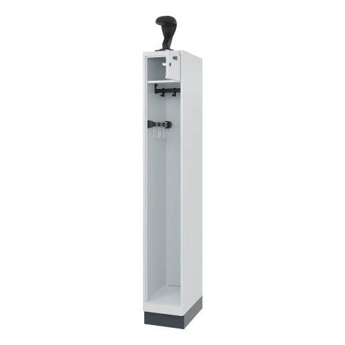C + P, C+P Feuerwehrspind Evolo, Modell PRAKTUS, 1 Abteil, H 1950 x B 300 x T 500 mm, Sockel, lichtgrau RAL 7035