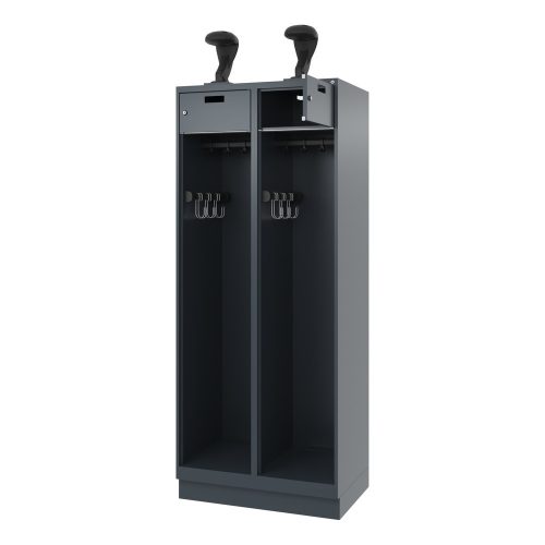 C + P, C+P Feuerwehrspind Evolo, Modell PRAKTUS, 2 Abteile, H 1950 x B 800 x T 500 mm, Sockel, anthrazitgrau RAL 7016