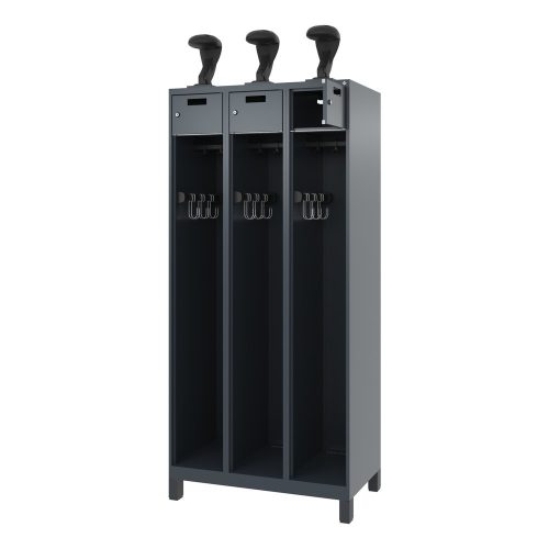 C + P, C+P Feuerwehrspind Evolo, Modell PRAKTUS, 3 Abteile, H 1950 x B 900 x T 500 mm, Füsse, anthrazitgrau RAL 7016