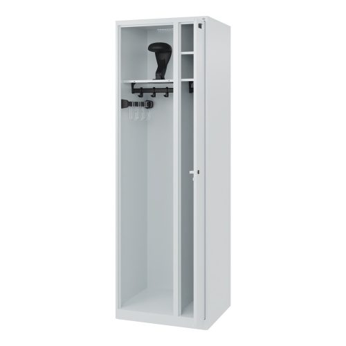 C+P, C+P Feuerwehrspind KOMBI, Bodengleiter, 1 Abteil, HxBxT 1.850 x 600 x 500 mm, lichtgrau, mit Helmhalter