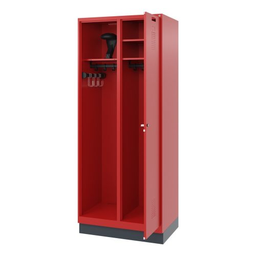 C + P, C+P Feuerwehrspind Evolo, Modell KOMBI, 2 Abteile, H 1950 x B 800 x T 500 mm, Sockel, feuerrot RAL 3000