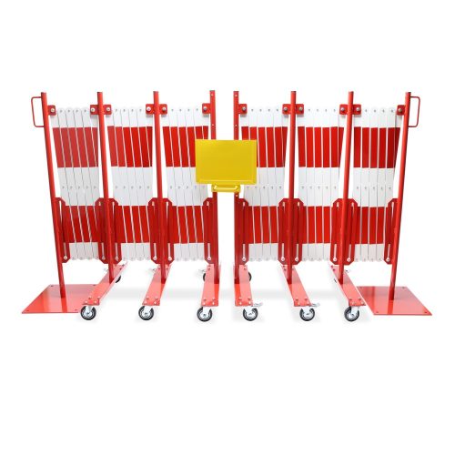 dancop Scherengitter-Set, 2 Rollenfüsse, 2 Fussplatten, Breite 2x 8.000 mm, rot/weiss