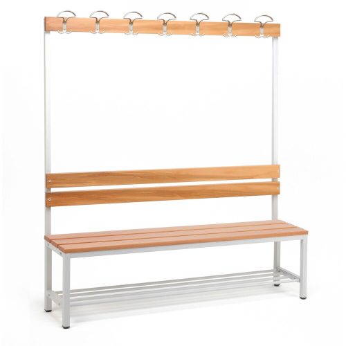 Steinbock® Umkleidesitzbank, 1-seitig mit Hakenleiste, Breite 1.500 mm, mit Schuhrost