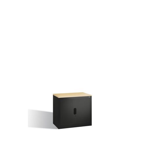 C+P, Rollladenschrank mit Horizontal-Jalousie, HxBxT 720 x 800 x 420 mm, 1 Fachboden, 1,5 Ordnerhöhen, schwarzgrau C+P